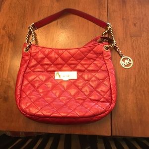 Michael Kors Red Quilted Leather Handbag